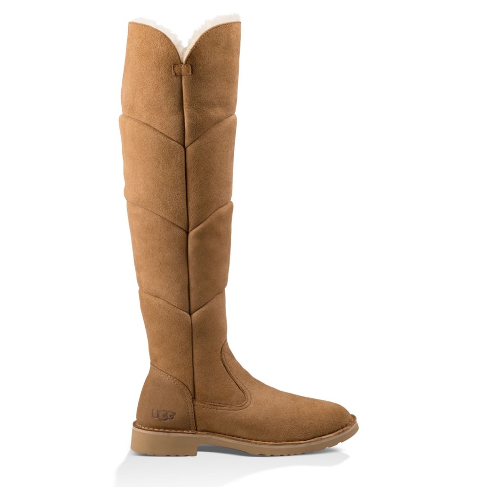 UGG Tan Over the Knee Boots with Chevron Stitching